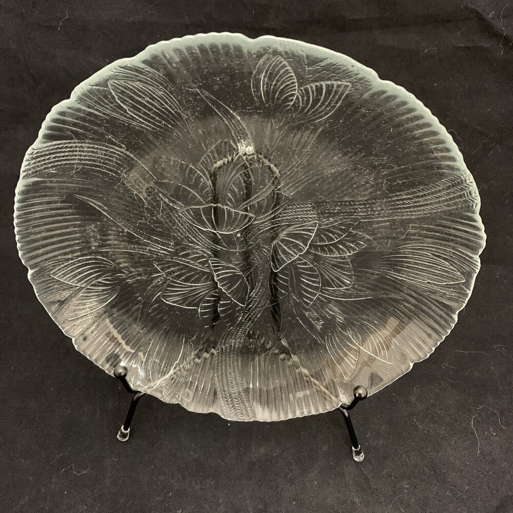 Arcoroc Canterbury Crocus Salad Plates Clear Glass Dessert Lunch Floral 7.5" x 4